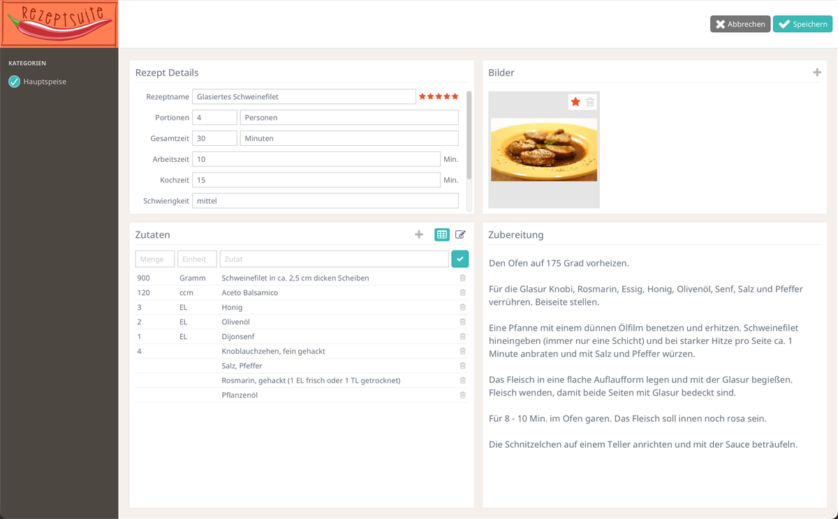 Importiertes Rezept in RezeptSuite Desktop bearbeiten